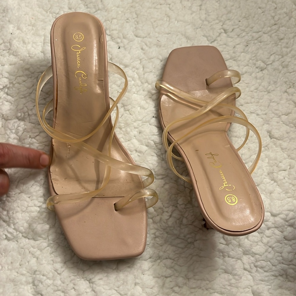 Nude and clear sandals